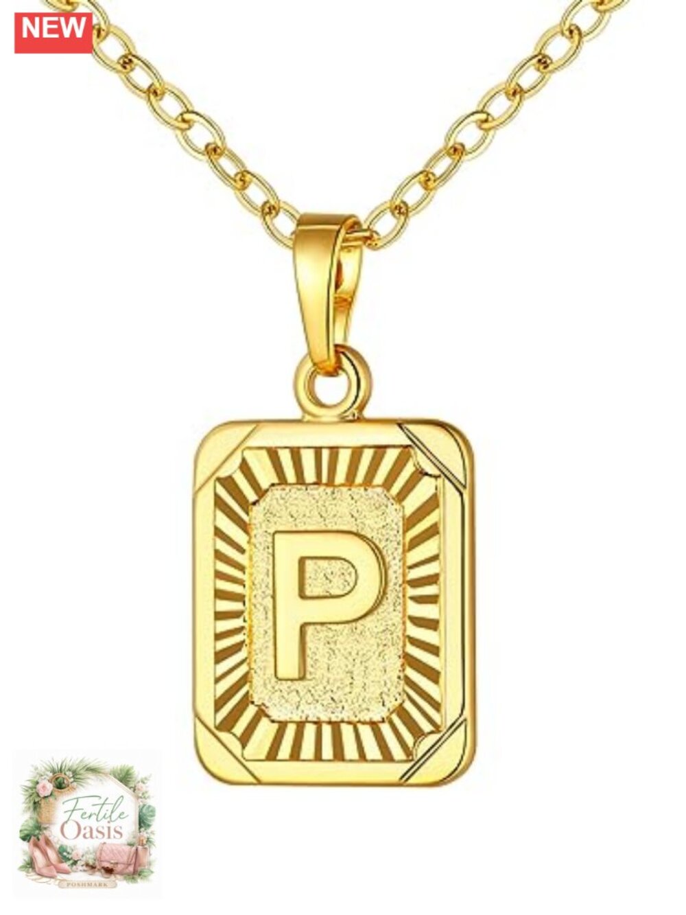 U7 Initial Necklaces for Women, Square Letter Pendant Necklace 20in Chain